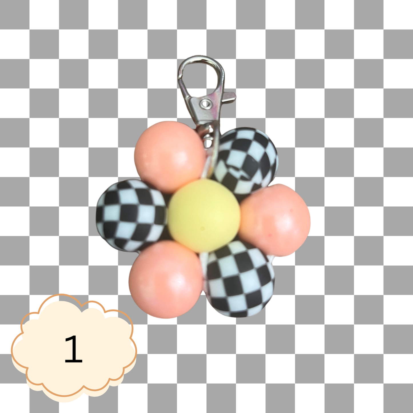 BEADED FLOWER KEYCHAIN