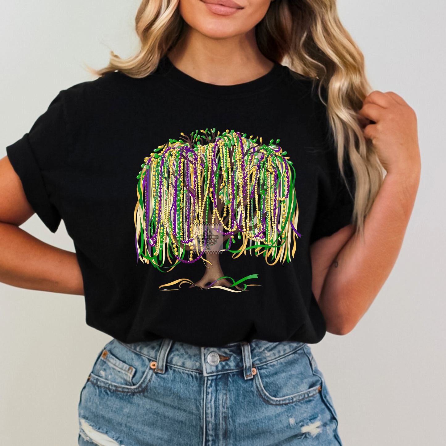 Tree with beads Mardi Gras