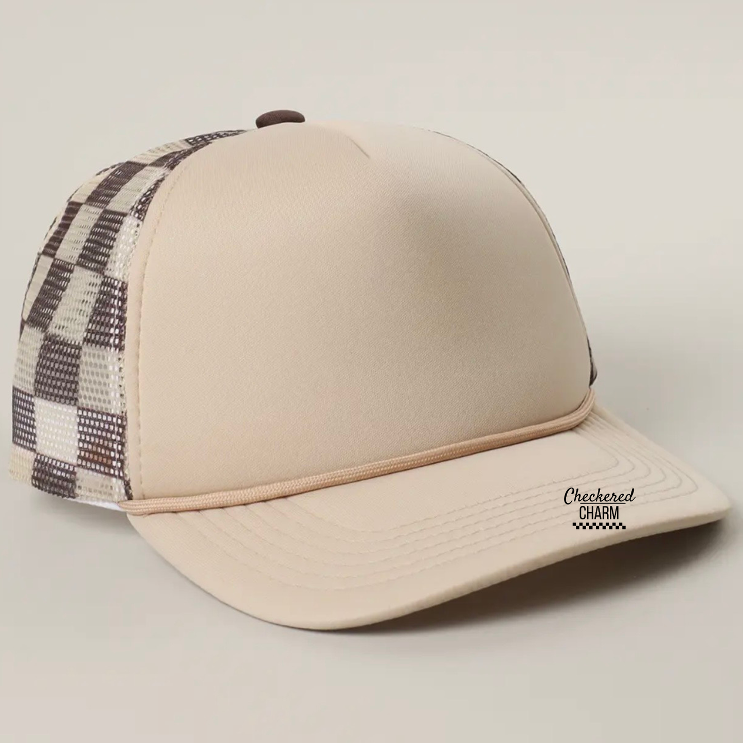 Tan checkered mesh foam