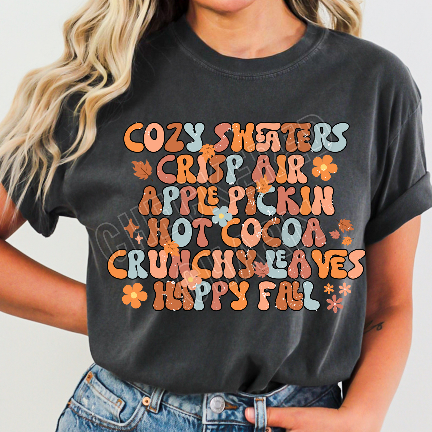 Cozy sweaters crisp air Apple pickin hot cocoa crunchy leaves happy fall