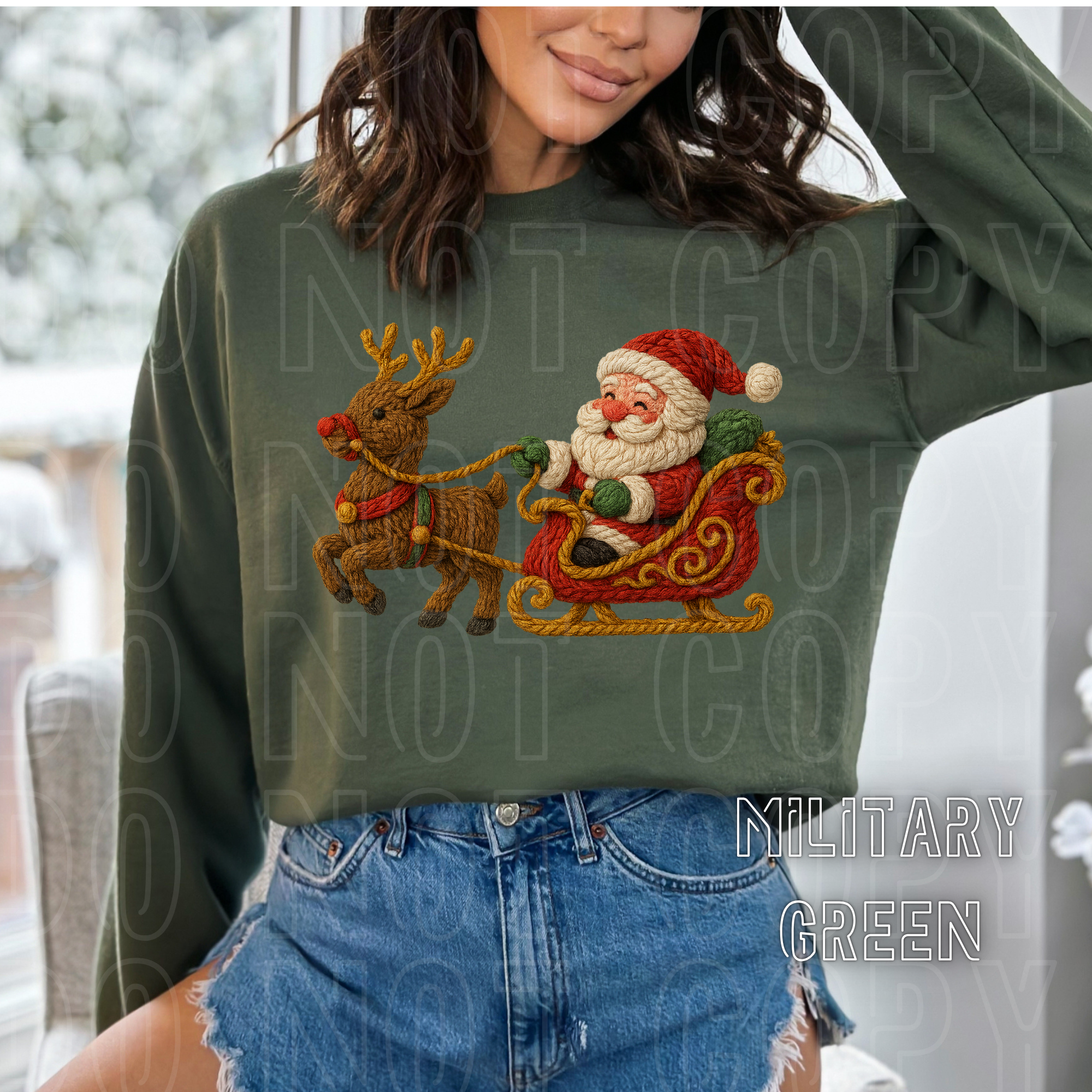 Santa on sleigh Faux Yarn