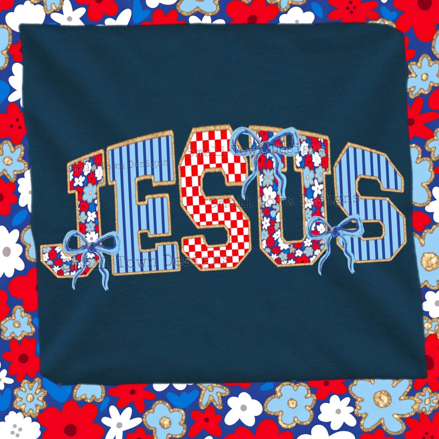 Jesus Checkered Floral Stripes