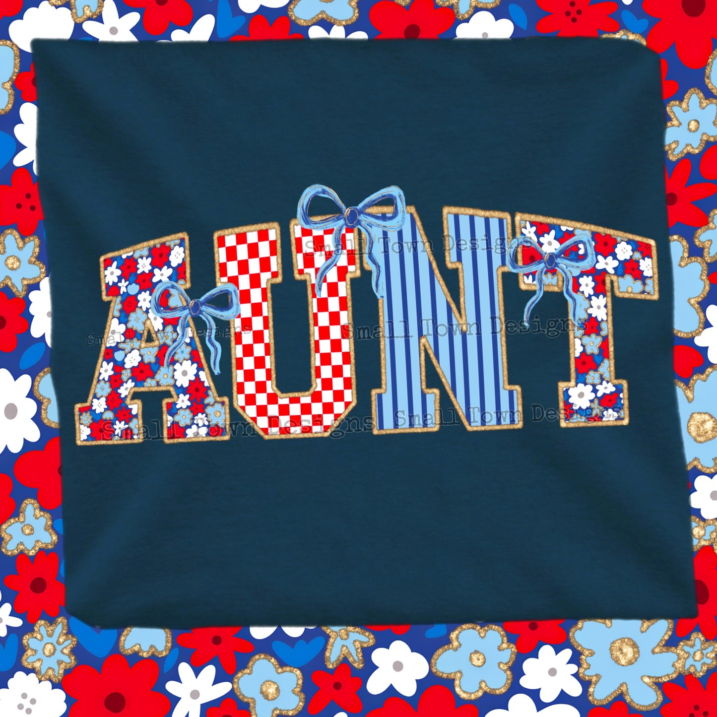 Aunt Checkered Floral Stripes
